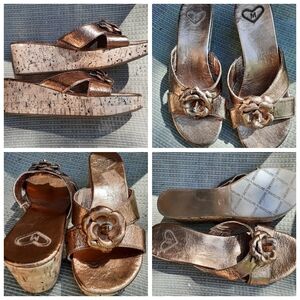 New bronze platform sandals sz 8 cork Madeline